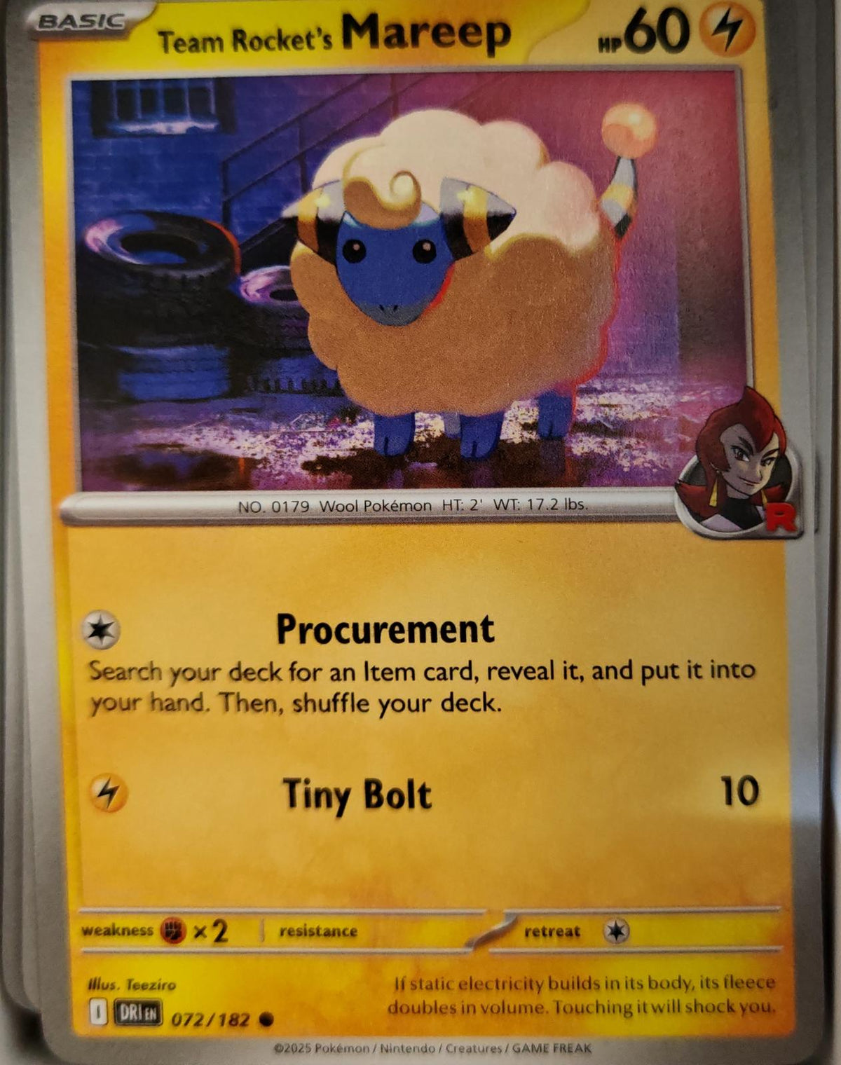 Team Rocket's Mareep - 072/182 - - DESTINED RIVALS - Pokemon - Common | AA10-69
