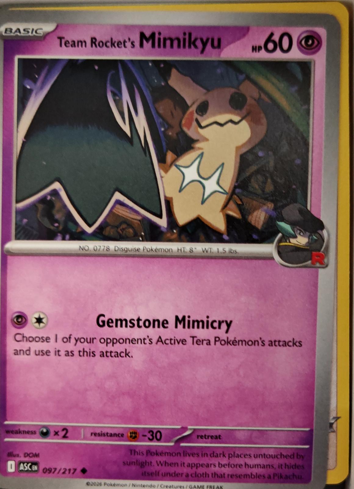 Team Rocket's Mimikyu - 097/217 - - ASCENDED HEROES - Pokemon - | AA11-91