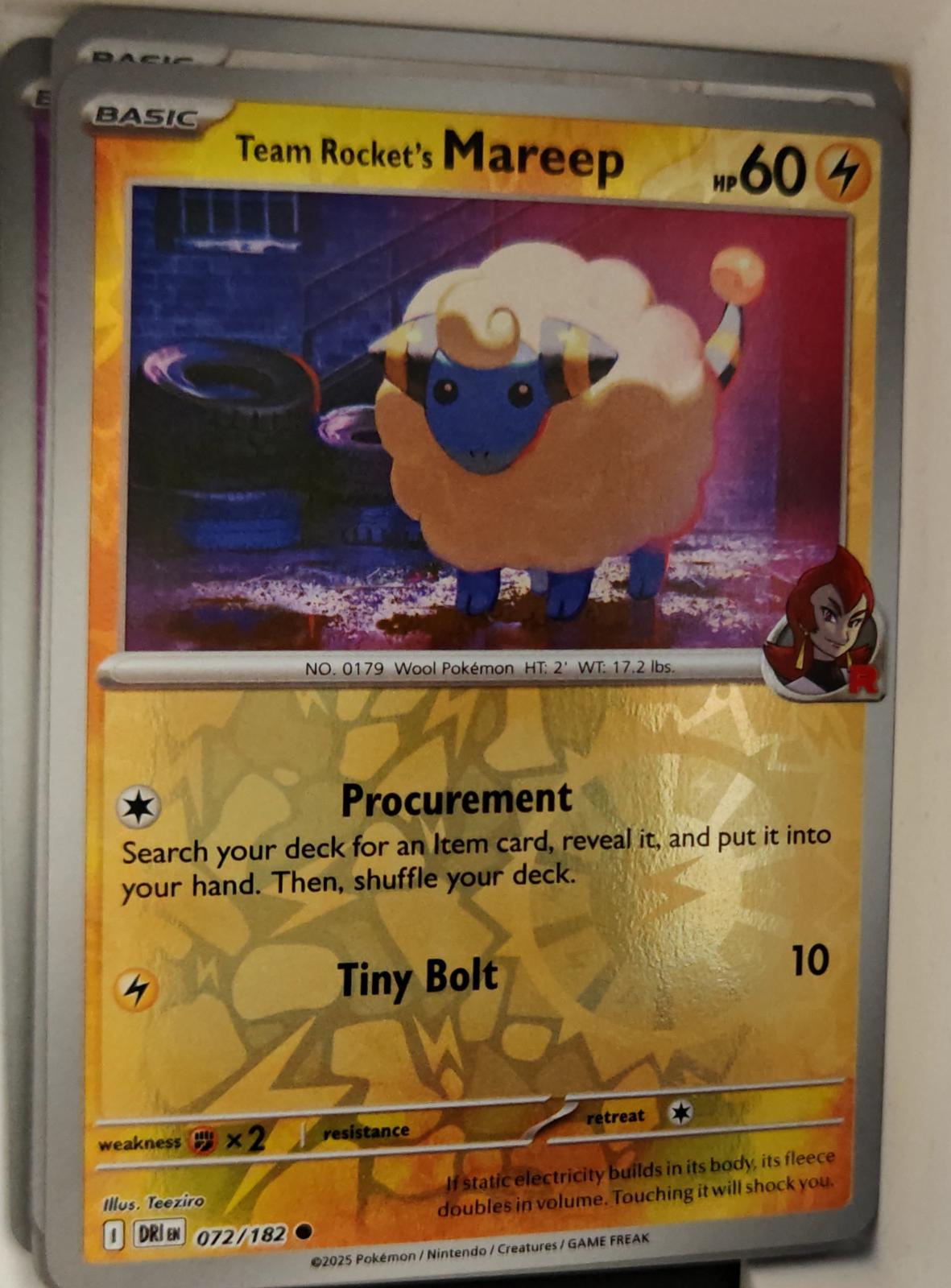 Team Rocket's Mareep - 072/182 - Reverse Holo - DESTINED RIVALS - Pokemon - | AA20-8