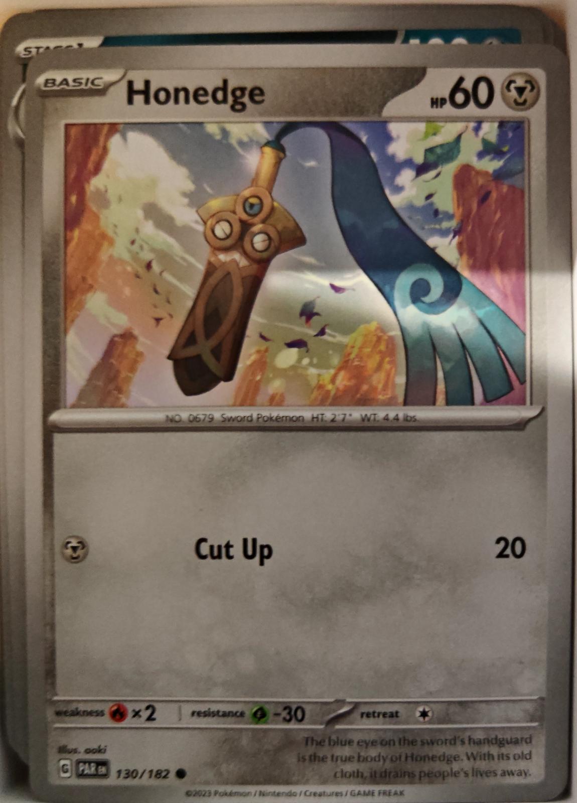 Honedge - 130/182 - - PARADOX RIFT - Pokemon - Common | AA01-97