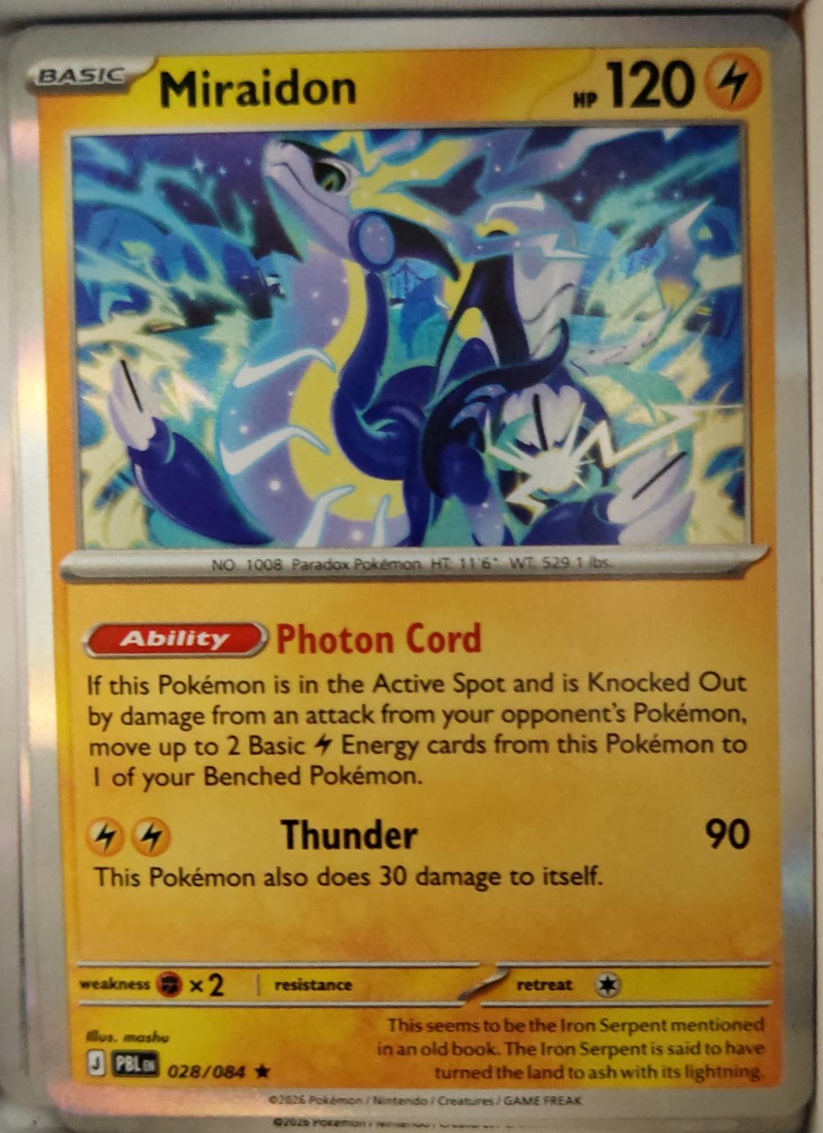 Miraidon - 028/084 - Holo - PITCH BLACK - Pokemon - Rare | AA38-13