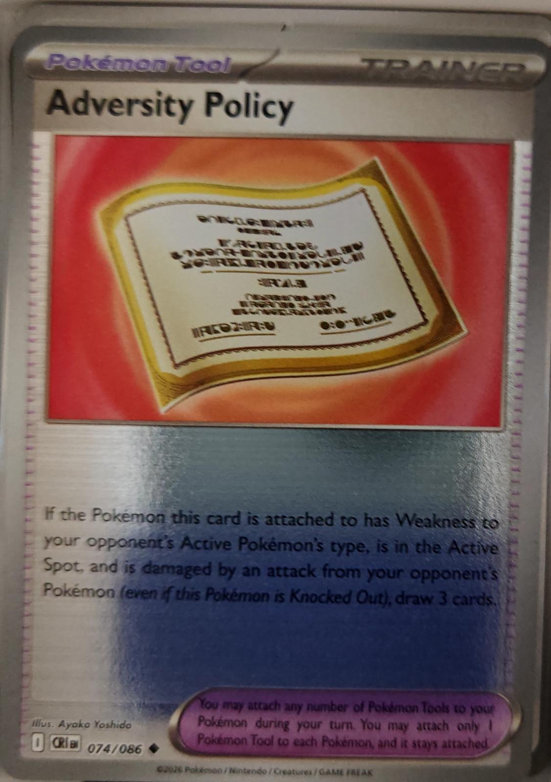 Adversity Policy - 074/086 - Reverse Holo - CHAOS RISING - Pokemon - | AA23-11