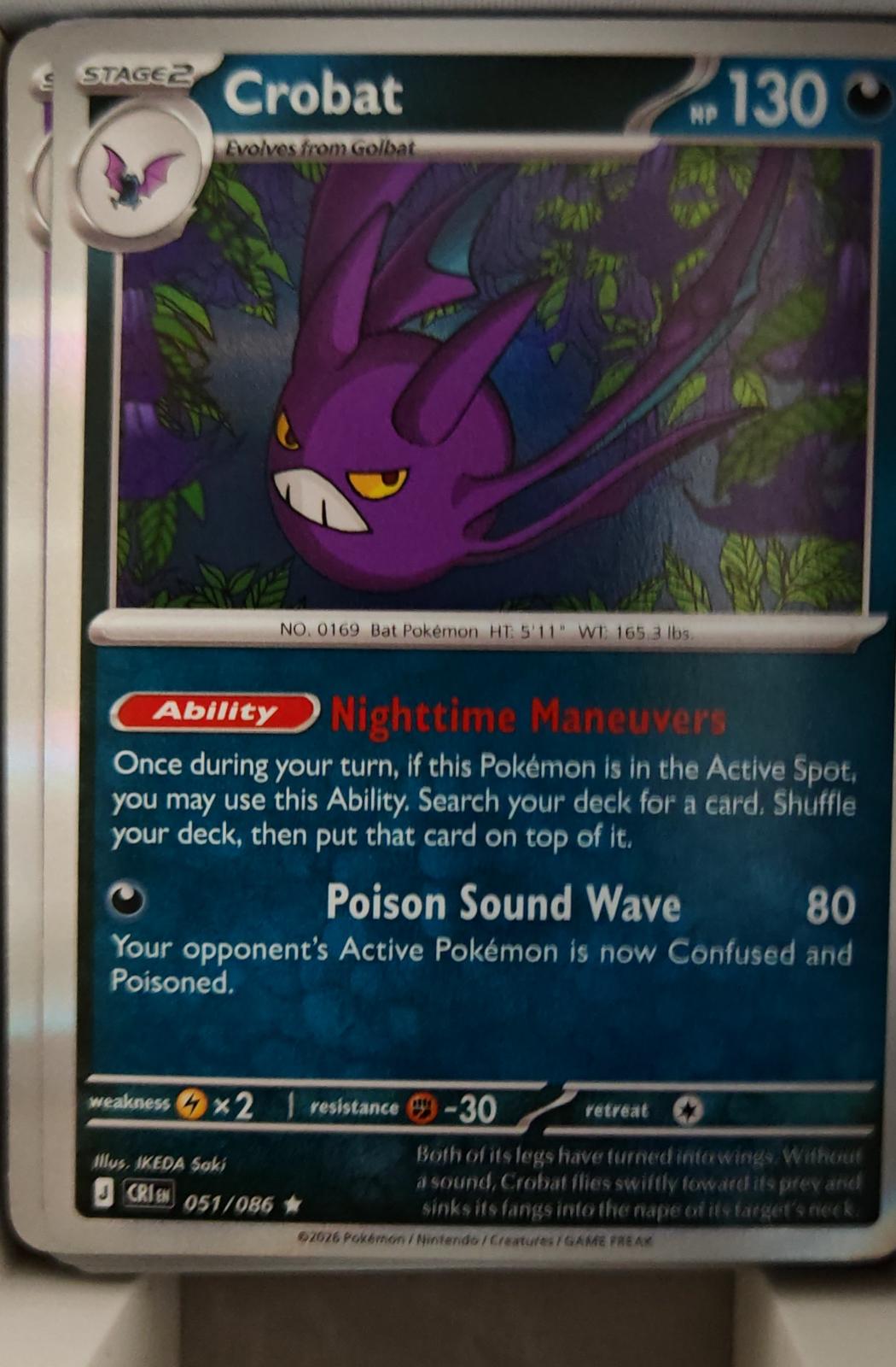 Crobat - 051/086 - Holo - CHAOS RISING - Pokemon - Rare | AA38-63
