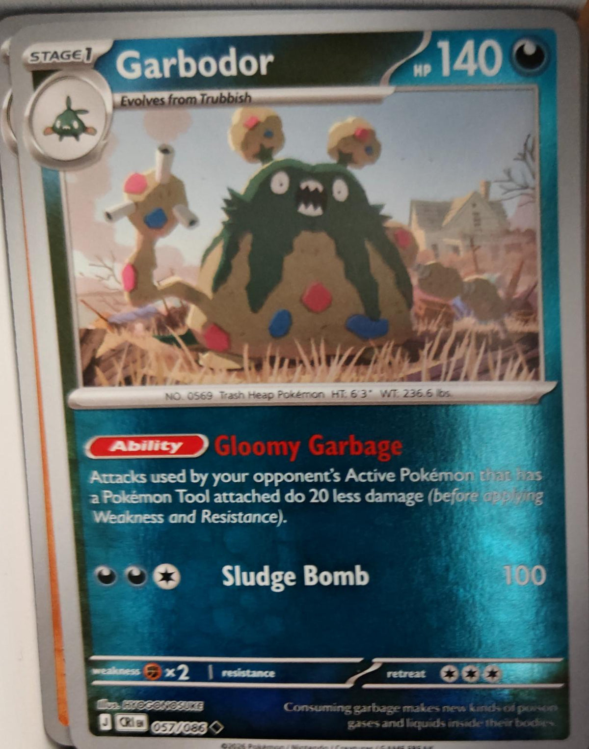 Garbodor - 057/086 - Reverse Holo - CHAOS RISING - Pokemon - Uncommon | AA31-98