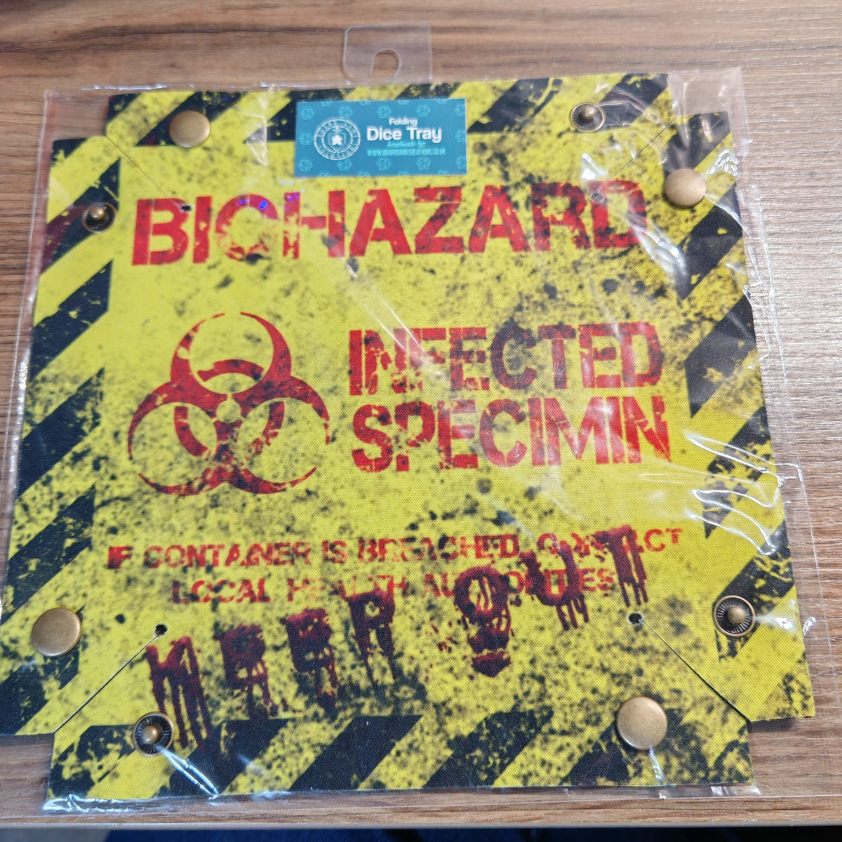 Ready to ship folding dice tray featuring Biohazard Infected Specimen