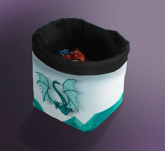 Printed Dice Bag- Ice Dragon Board Game Accessories, Tabletop Gaming Gifts, RPG Dnd Dice