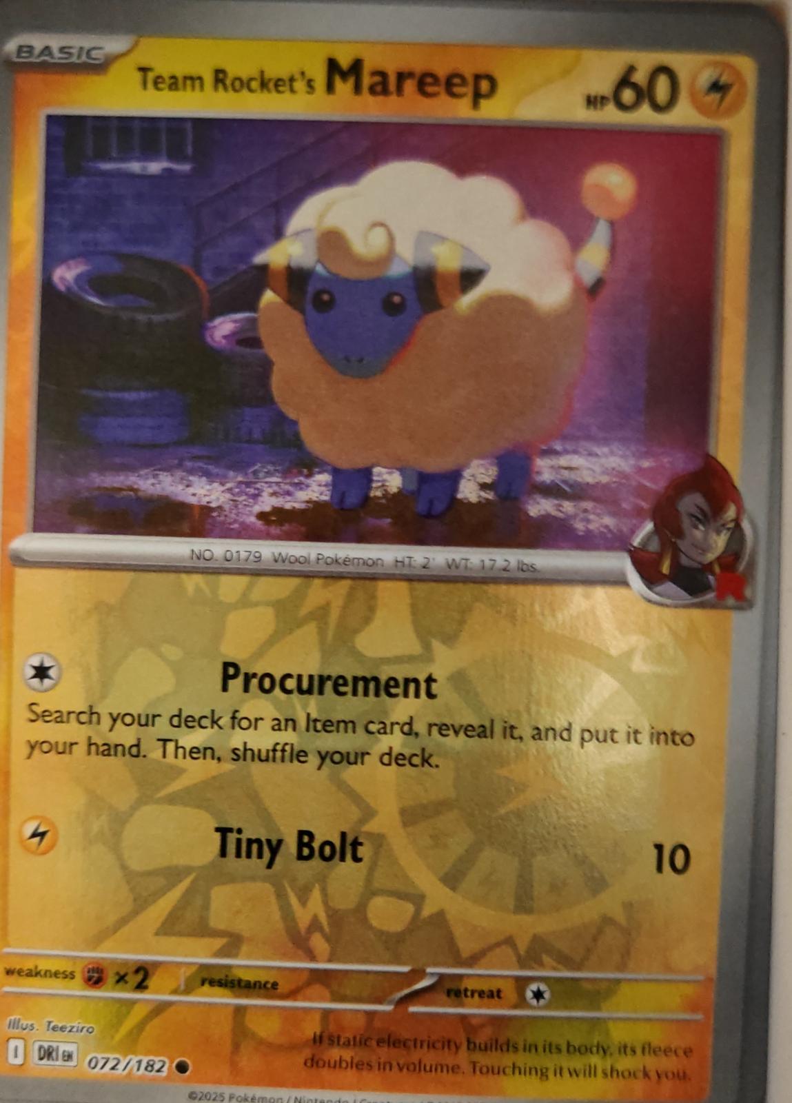 Team Rocket's Mareep - 072/182 - Reverse Holo - DESTINED RIVALS - Pokemon - | AA20-40