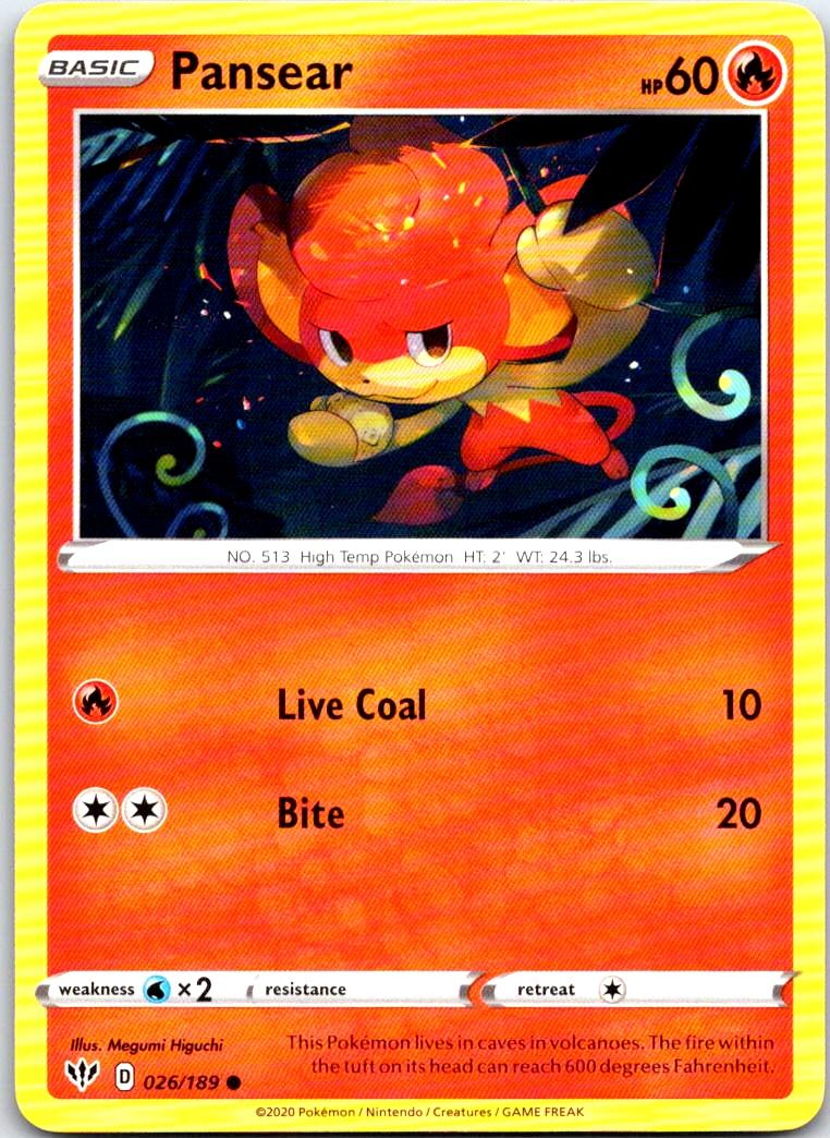 Pansear - 026/189 - - DARKNESS ABLAZE - Pokemon - Common | AB78-3