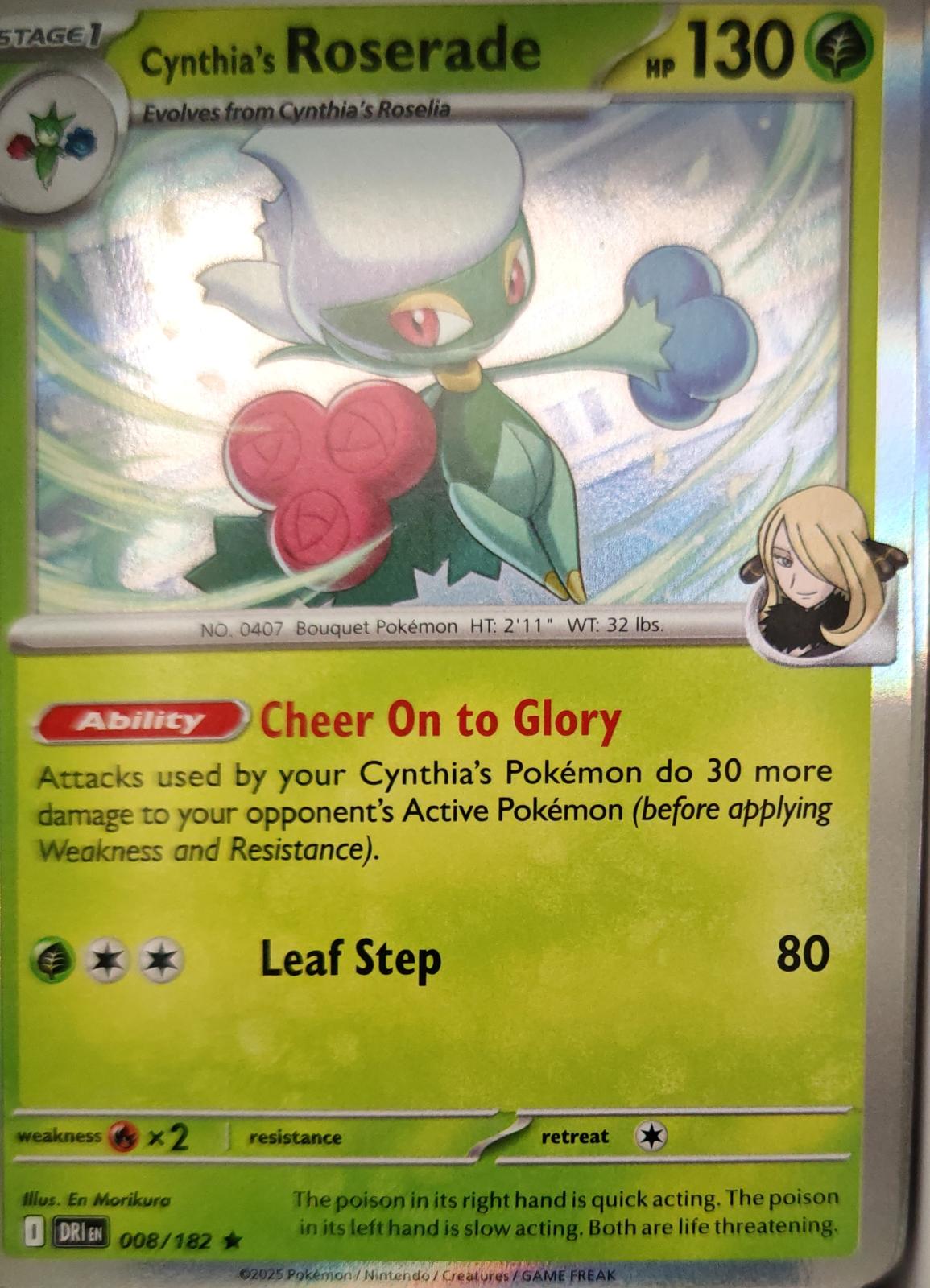 Cynthia's Roserade - 008/182 - Holo - DESTINED RIVALS - Pokemon - Rare | AA13-66