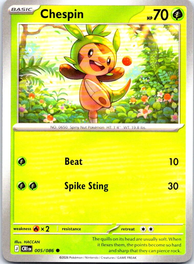 Chespin - 005/086 - - CHAOS RISING - Pokemon - Common | AB18-9