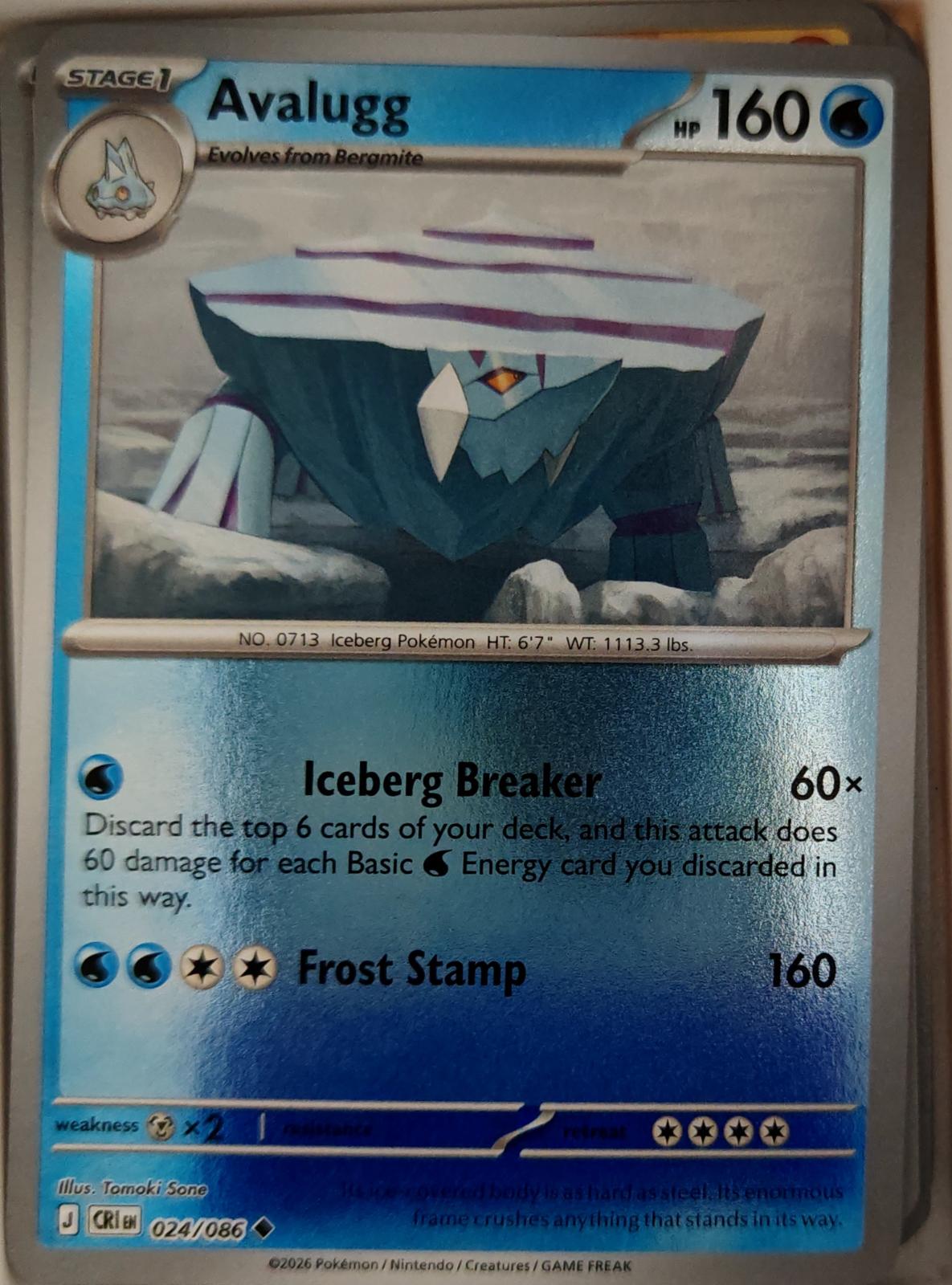 Avalugg - 024/086 - Reverse Holo - CHAOS RISING - Pokemon - Uncommon | AA19-17