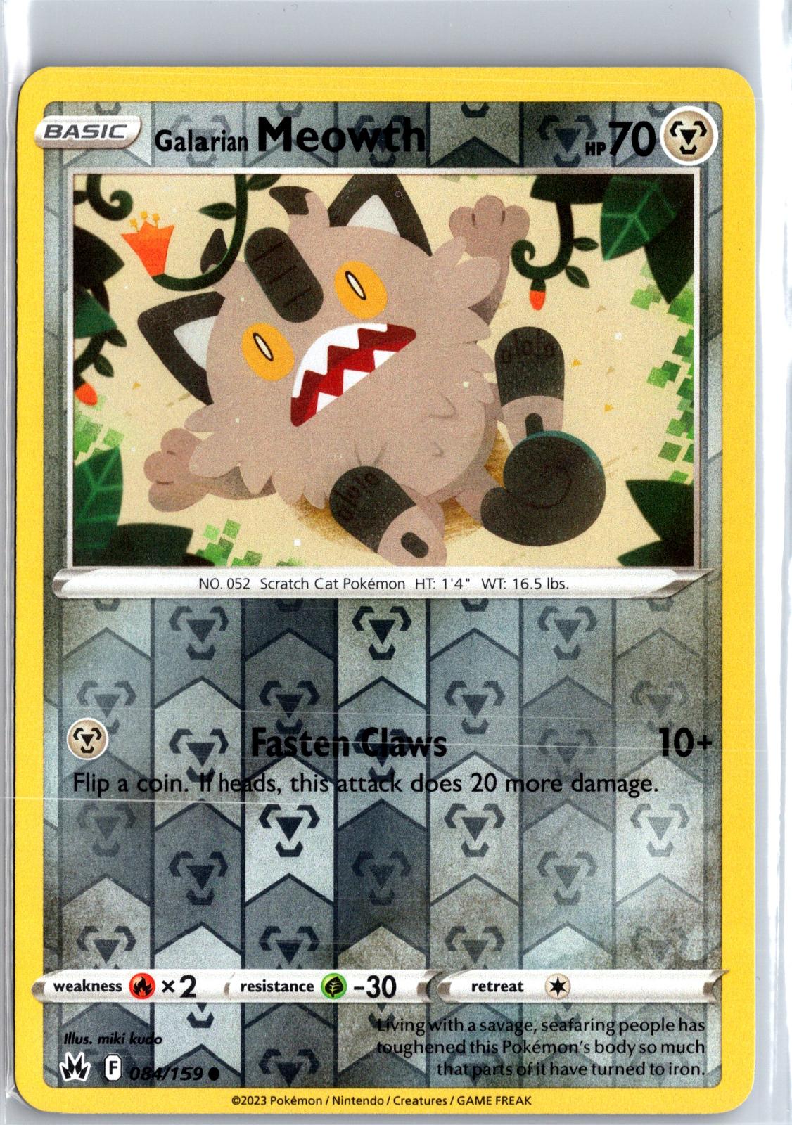 Galarian Meowth - 084/159 - Reverse Holo - CROWN ZENITH - Pokemon - | AA129-33