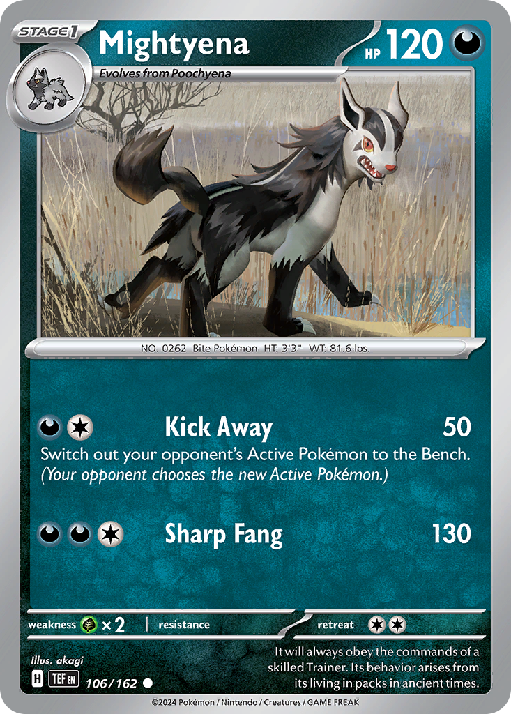 Mightyena - 106/162 - Reverse Holo - TEMPORAL FORCES - Pokemon - | AA18-72