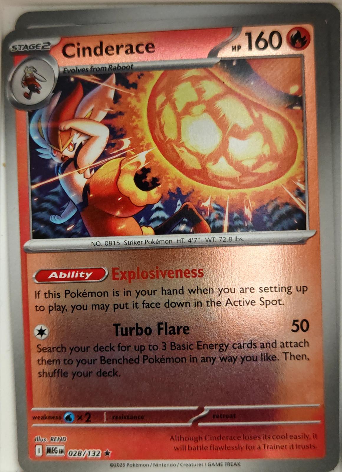 Cinderace - 028/132 - Reverse Holo - MEGA EVOLUTION - Pokemon - Rare | AA04-2