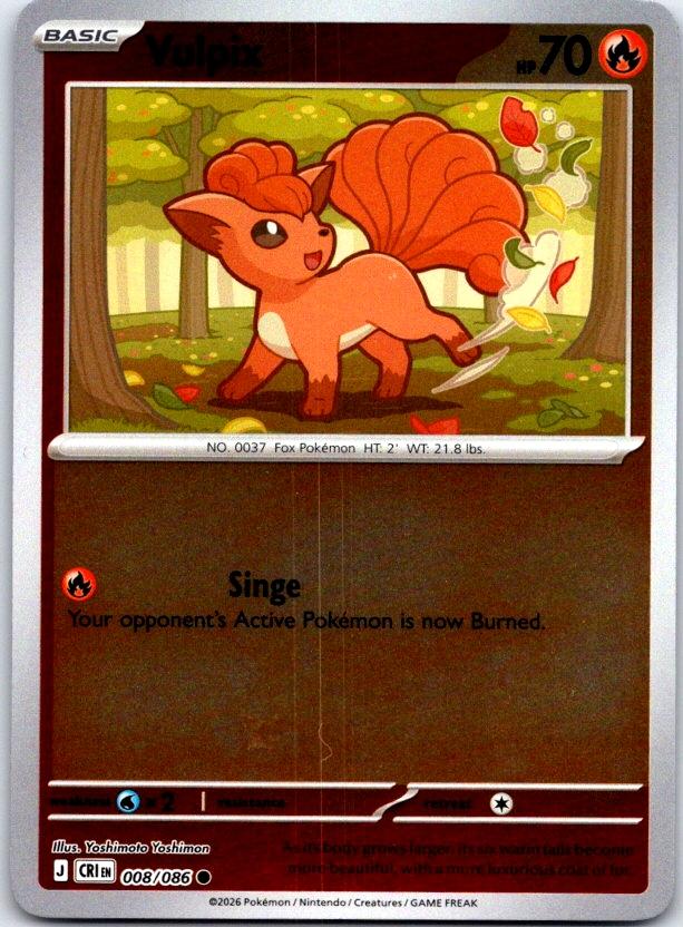 Vulpix - 008/086 - Reverse Holo - CHAOS RISING - Pokemon - Common | AC26-48