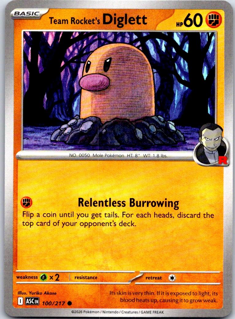 Team Rocket's Diglett - 100/217 - - ASCENDED HEROES - Pokemon - Common | AA110-3