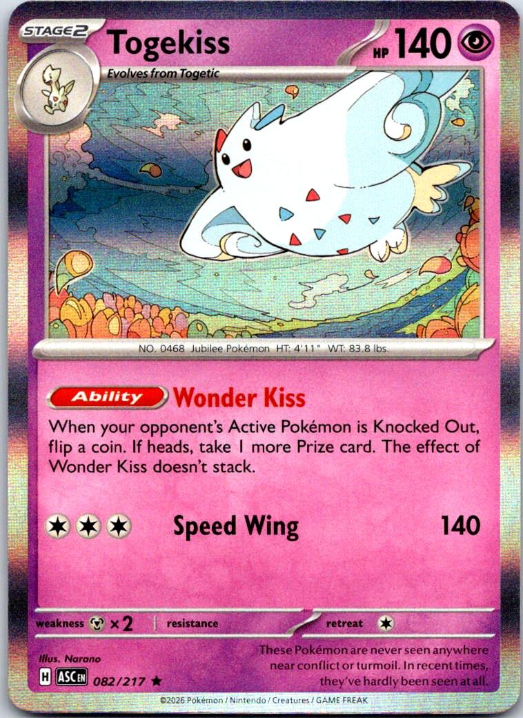 Togekiss - 082/217 - Holo - ASCENDED HEROES - Pokemon - Rare | AA122-43