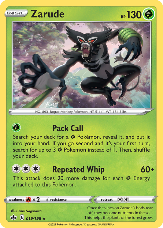 Zarude - 019/198 - Reverse Holo - CHILLING REIGN - Pokemon - Rare | AA56-5