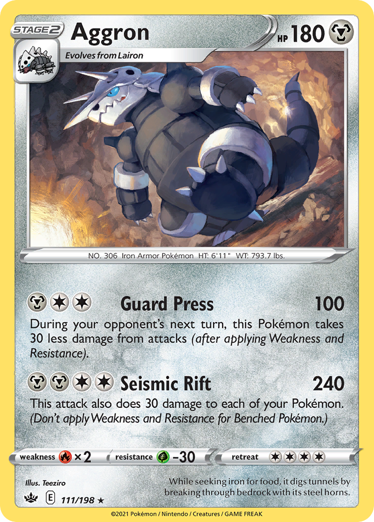 Aggron - 111/198 - Reverse Holo - CHILLING REIGN - Pokemon - Rare | AA116-2