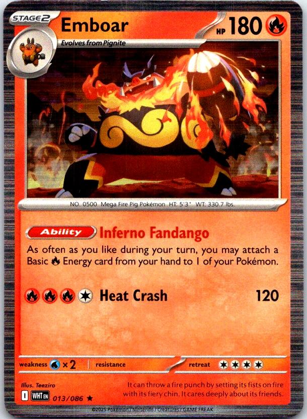 Emboar - 013/086 - Holo - WHITE FLARE - Pokemon - Rare | AB99-33
