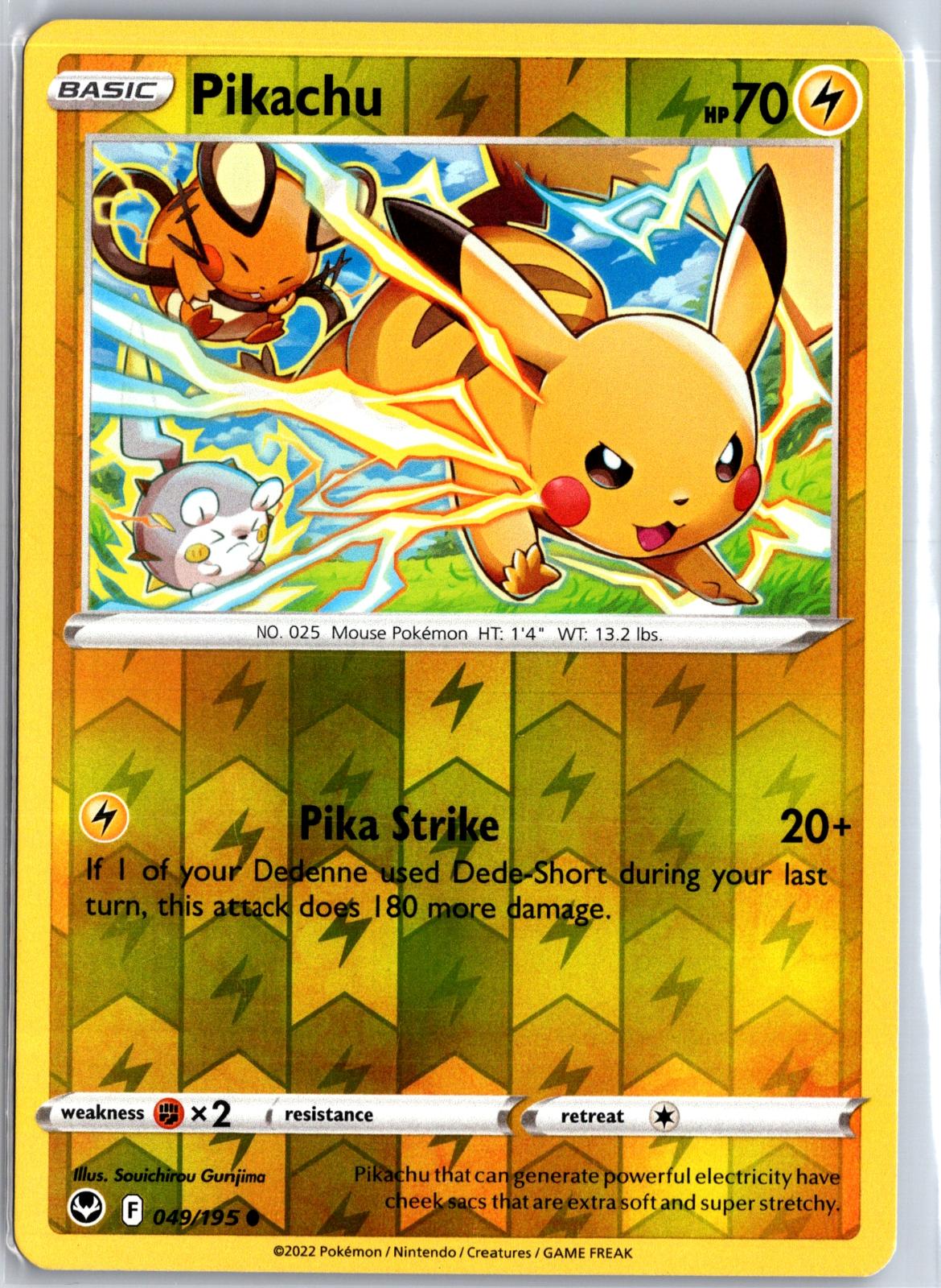 Pikachu - 049/195 - Reverse Holo - SILVER TEMPEST - Pokemon - Common | AA130-49