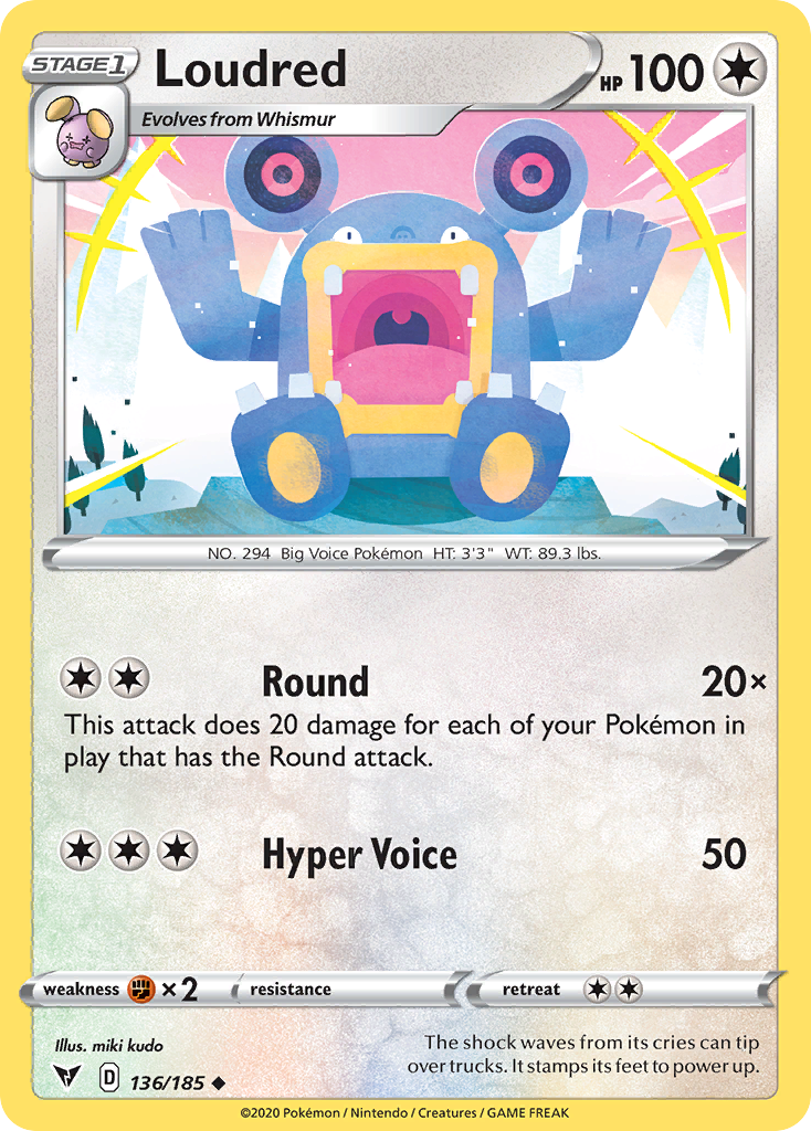 Loudred - 136/185 - - VIVID VOLTAGE - Pokemon - Uncommon | AA66-48