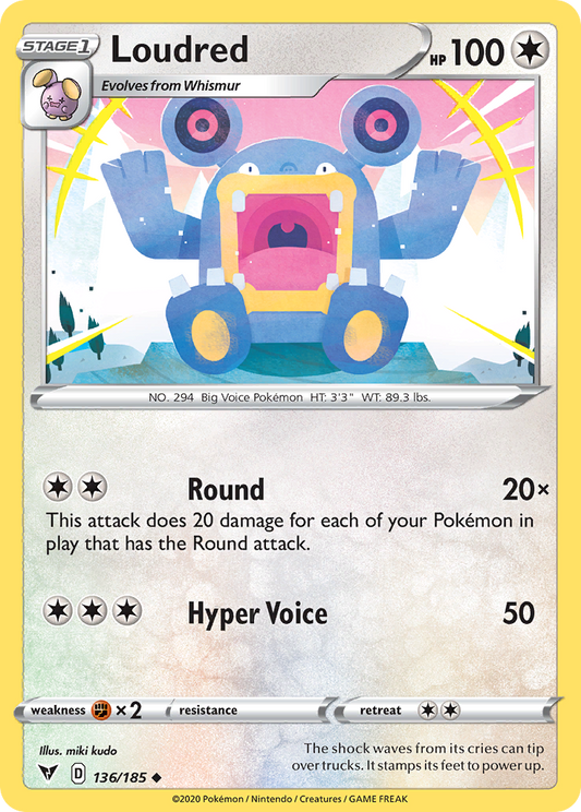 Loudred - 136/185 - - VIVID VOLTAGE - Pokemon - Uncommon | AA66-48