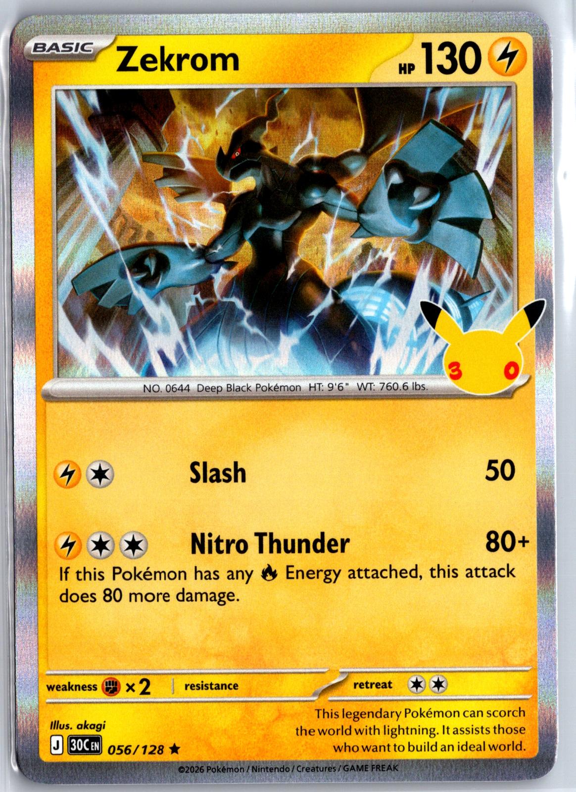 Zekrom - 056/128 - Holo - ME: 30TH CELEBRATION - Pokemon - Rare | AA97-11