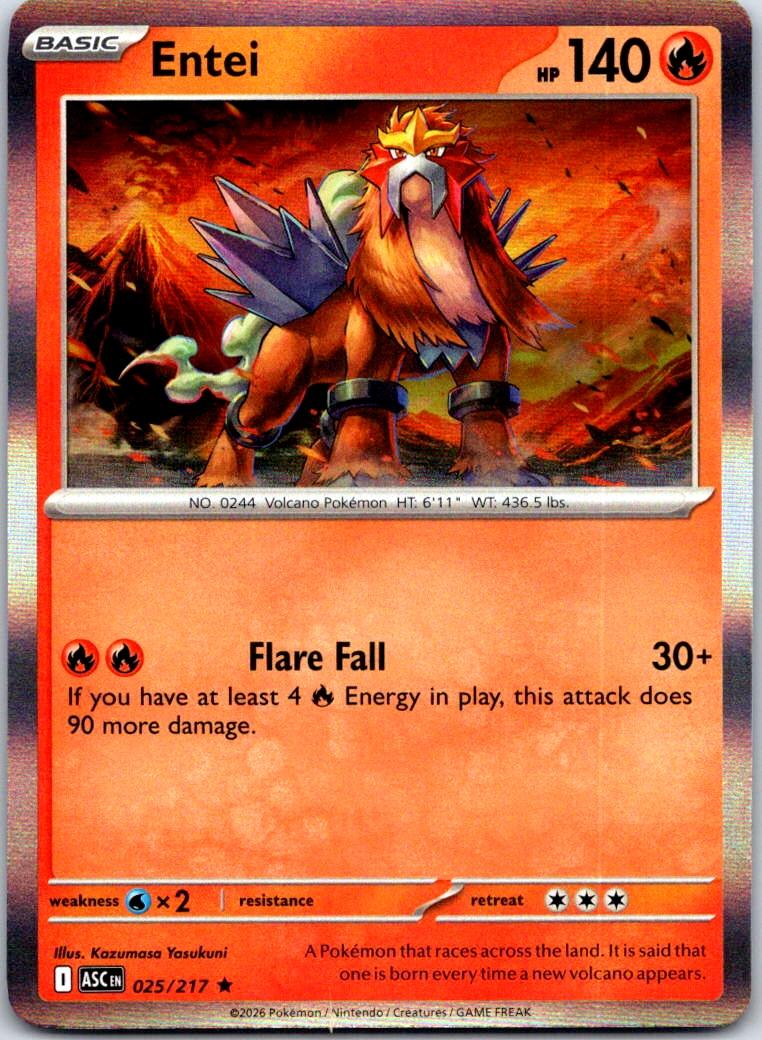 Entei - 025/217 - Holo - ASCENDED HEROES - Pokemon - Rare | AB08-20