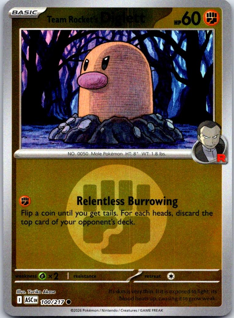 Team Rocket's Diglett (Energy Symbol Pattern) - 100/217 - Reverse Holo - ASCENDED HEROES - Pokemon - | AB03-38