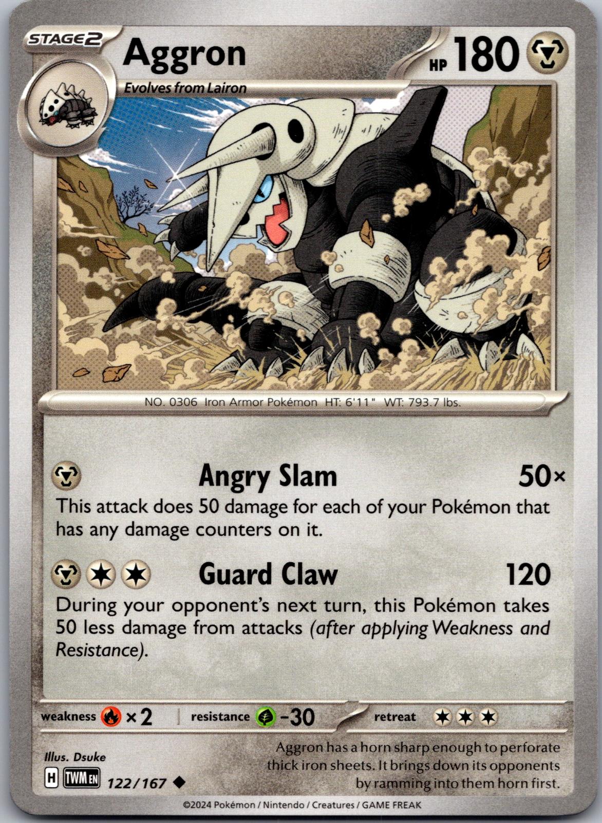 Aggron - 122/167 - - TWILIGHT MASQUERADE - Pokemon - Uncommon | AA84-2