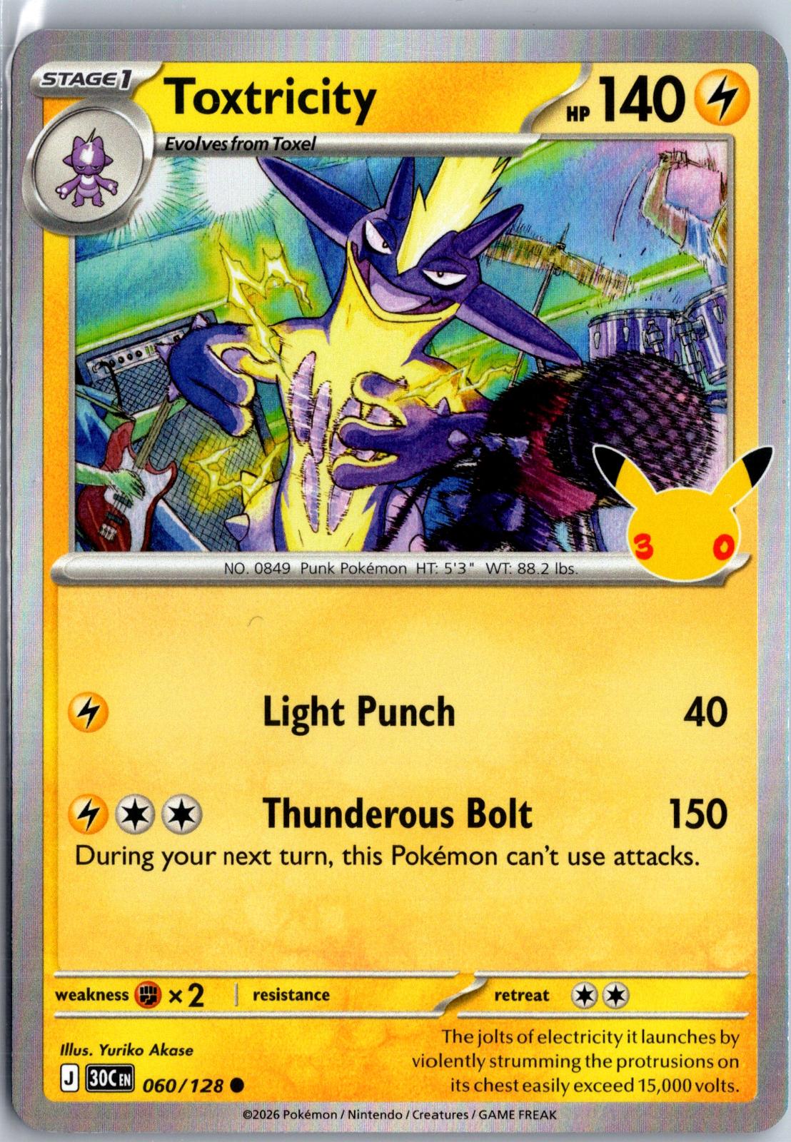 Toxtricity - 060/128 - Holo - ME: 30TH CELEBRATION - Pokemon - Common | AA98-31