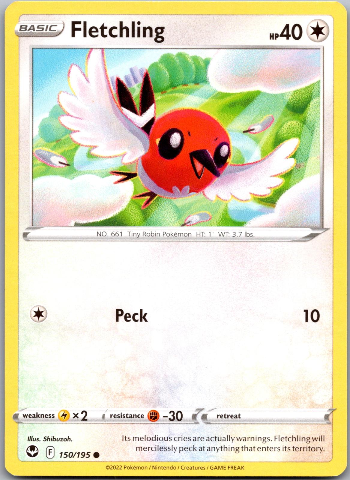 Fletchling - 150/195 - - SILVER TEMPEST - Pokemon - Common | AA91-4