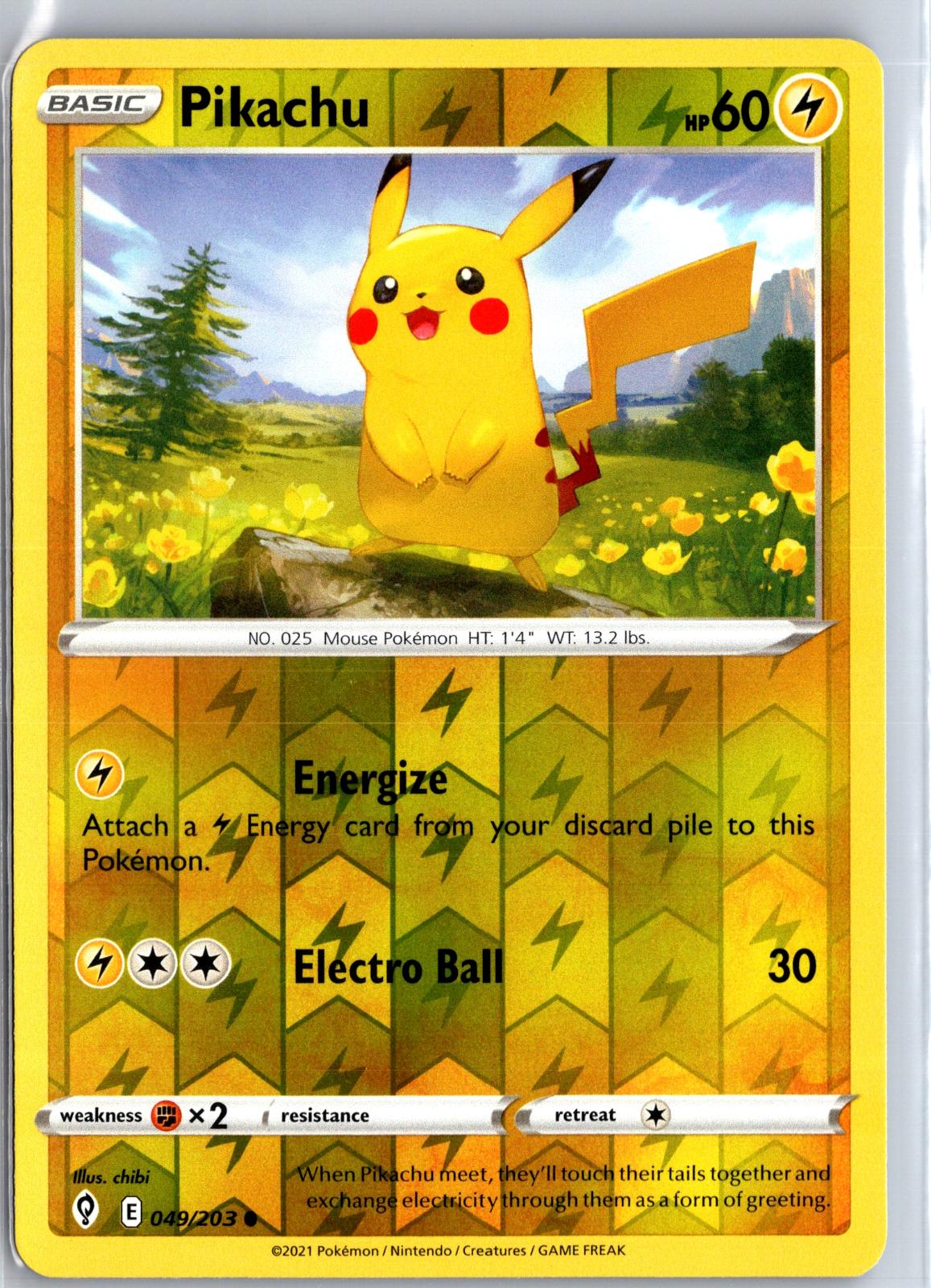 Pikachu - 049/203 - Reverse Holo - EVOLVING SKIES - Pokemon - Common | AA130-55