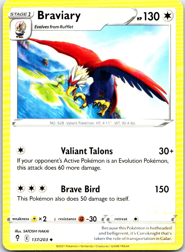 Braviary - 137/203 - - EVOLVING SKIES - Pokemon - Uncommon | AC05-22