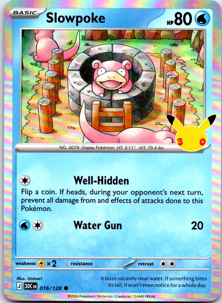 Slowpoke - 016/128 - Holo - ME: 30TH CELEBRATION - Pokemon - Common | AB32-11