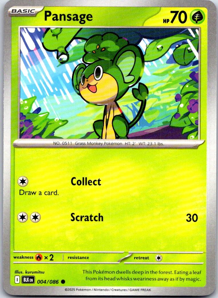 Pansage - 004/086 - - BLACK BOLT - Pokemon - Common | AA107-27
