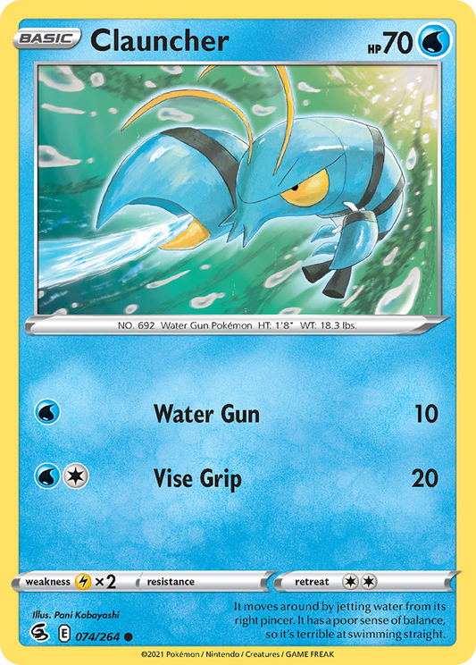 Clauncher - 074/264 - Reverse Holo - FUSION STRIKE - Pokemon - Common | AA22-25