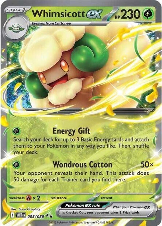 Whimsicott ex - 005/086 - Holo - WHITE FLARE - Pokemon - Double Rare | AA37-39