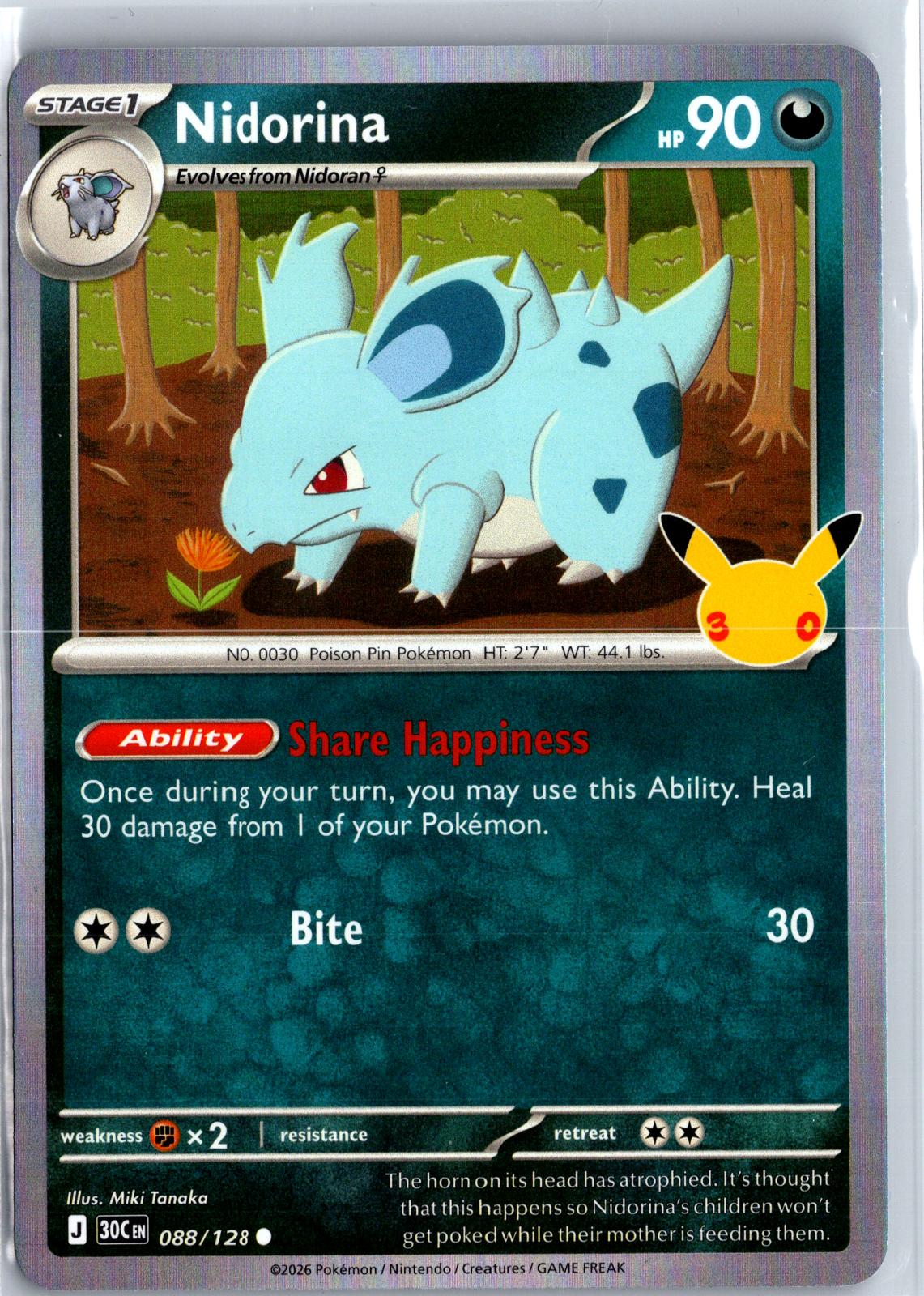 Nidorina - 088/128 - Holo - ME: 30TH CELEBRATION - Pokemon - Common | AA94-35
