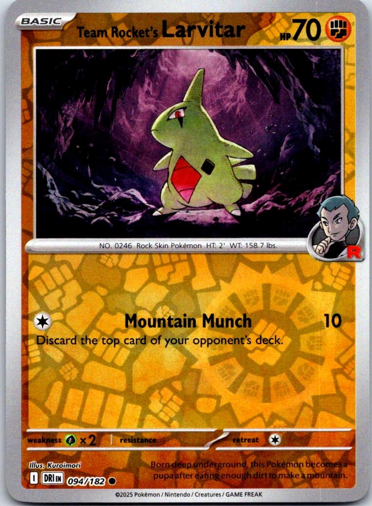 Team Rocket's Larvitar - 094/182 - Reverse Holo - DESTINED RIVALS - Pokemon - | AA128-48