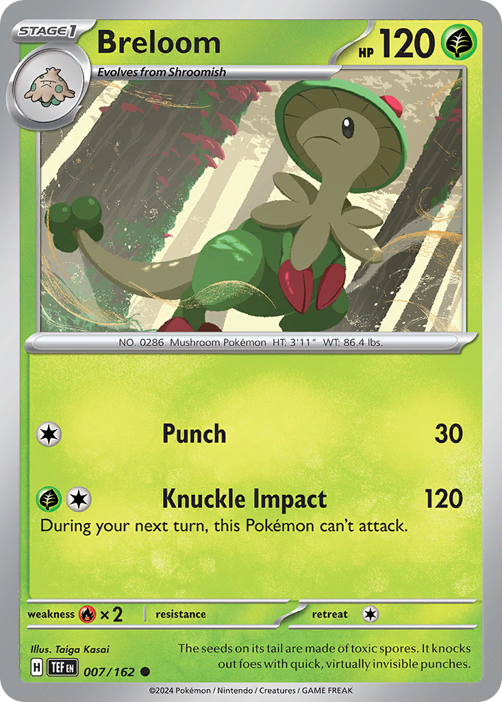 Breloom - 007/162 - Reverse Holo - TEMPORAL FORCES - Pokemon - Common | AA24-42