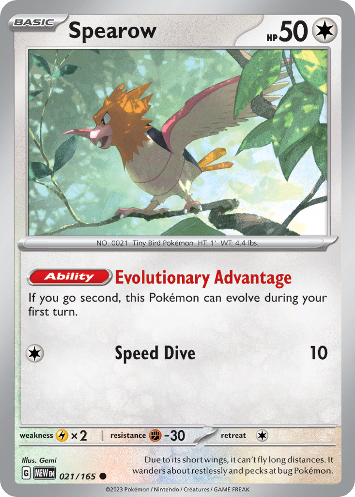 Spearow - 021/165 - - 151 - Pokemon - Common | AA74-50