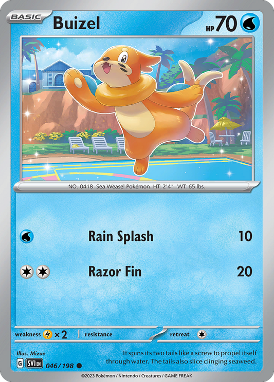 Buizel - 046/198 - Reverse Holo - SCARLET & VIOLET - Pokemon - Common | AA49-38