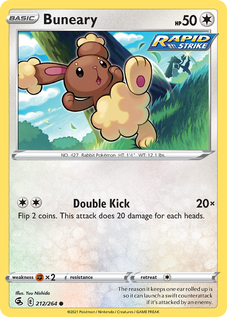 Buneary - 212/264 - Reverse Holo - FUSION STRIKE - Pokemon - Common | AA22-68