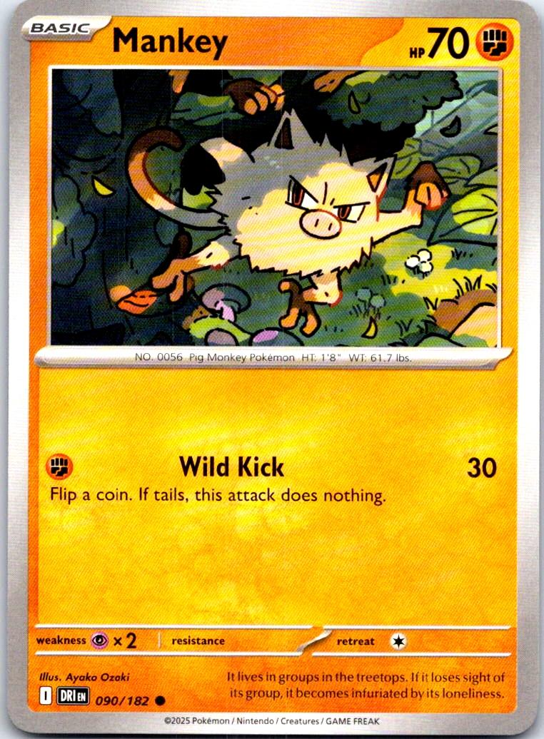 Mankey - 090/182 - - DESTINED RIVALS - Pokemon - Common | AB66-13
