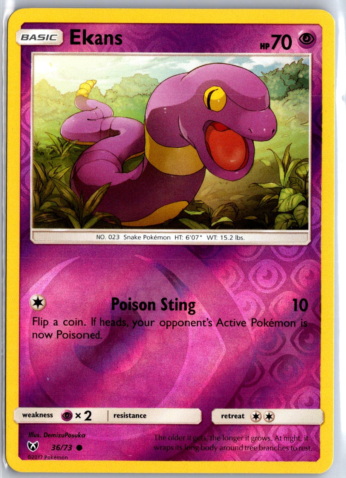 Ekans - 36/73 - Reverse Holo - SHINING LEGENDS - Pokemon - Common | AA115-14