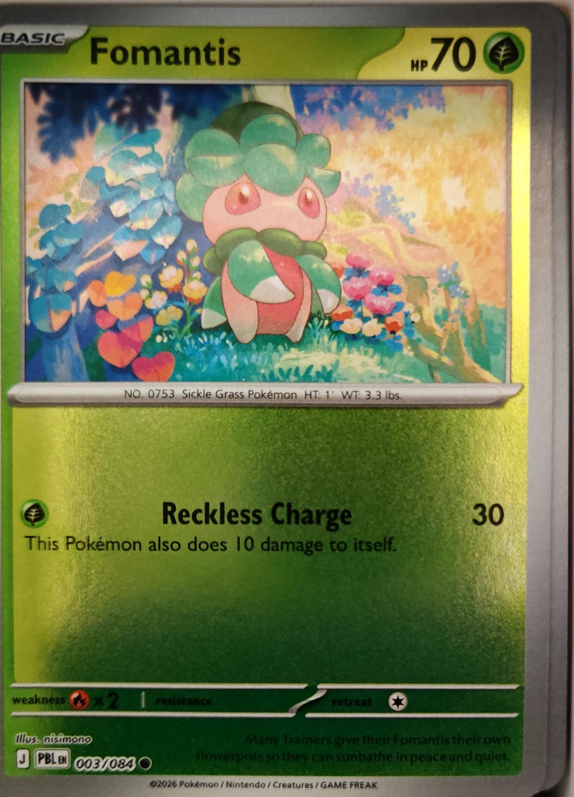 Fomantis - 003/084 - Reverse Holo - PITCH BLACK - Pokemon - Common | AA14-75