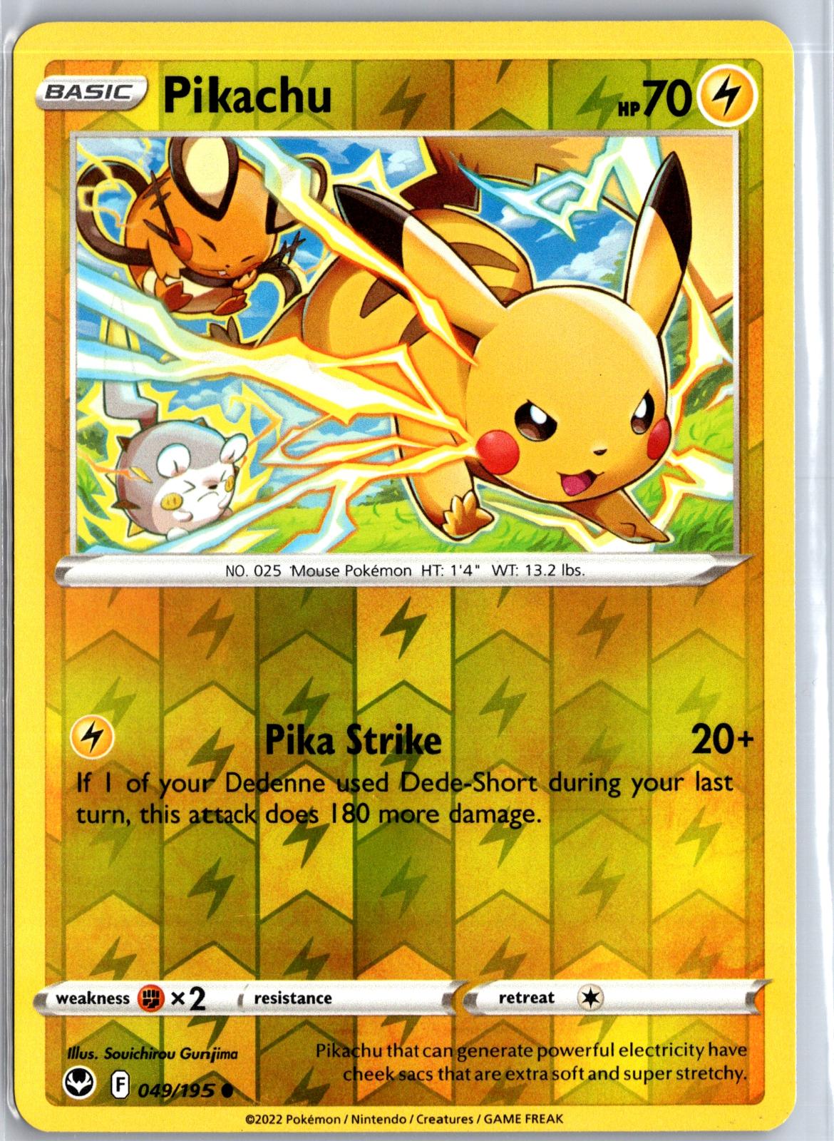 Pikachu - 049/195 - Reverse Holo - SILVER TEMPEST - Pokemon - Common | AA130-48