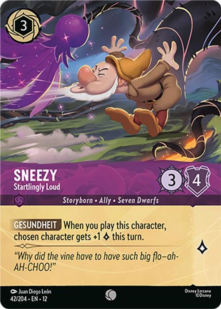 Sneezy - Startlingly Loud (Foil) - 42/204 - Cold Foil - WILDS UNKNOWN - Lorcana - | LAA00-7